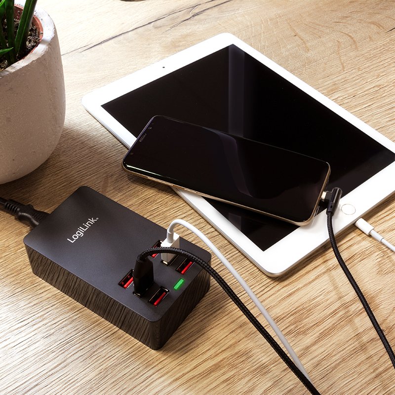 LogiLink USB desktop charger, 6-port, black