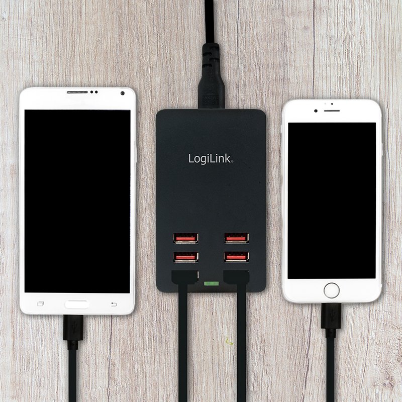LogiLink USB desktop charger, 6-port, black