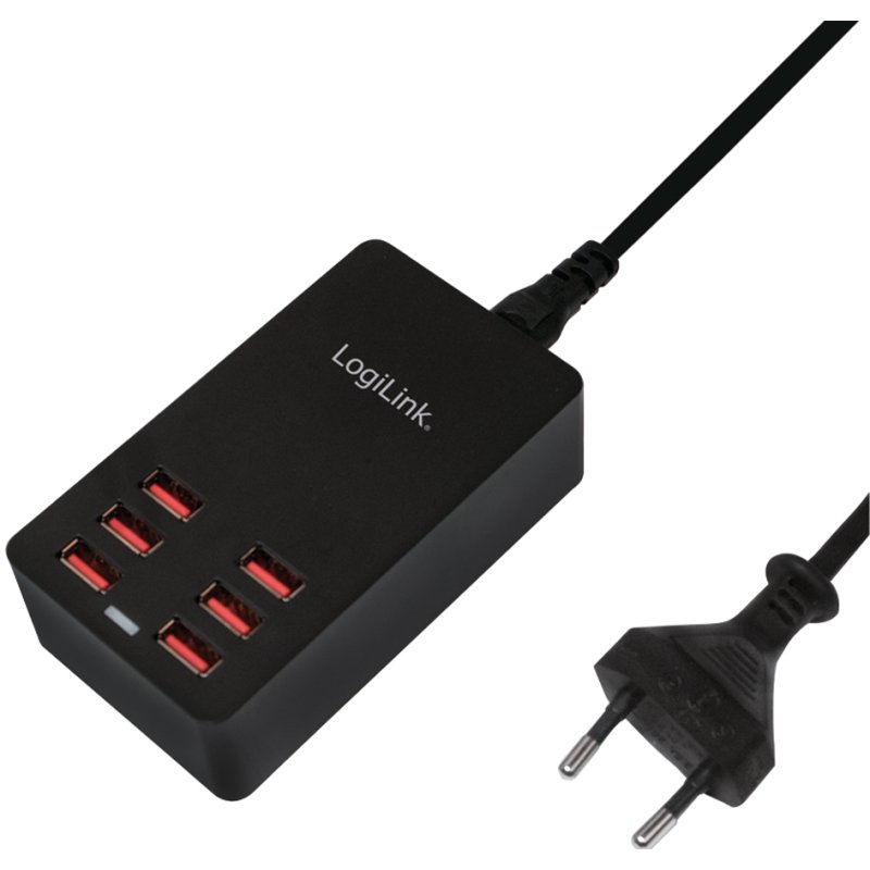 LogiLink USB desktop charger, 6-port, black