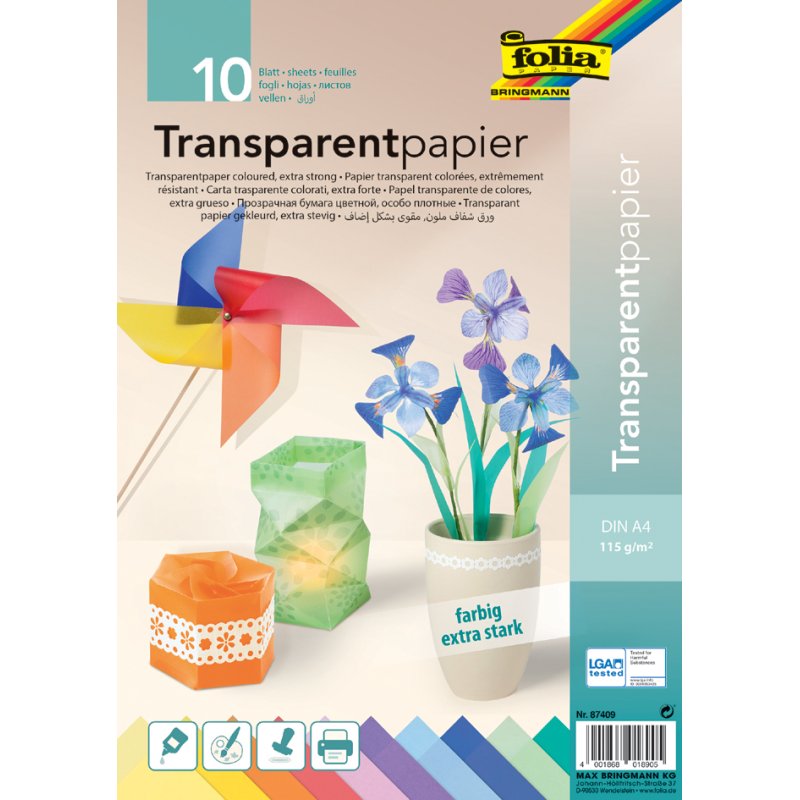 folia transparant papier A4, wit, 115 g/m², 10 vel