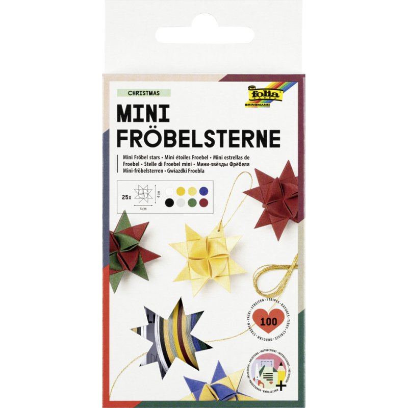folia vouwpapierstroken kerststerren, kerstkleurig, 10×350 mm, 100 stroken