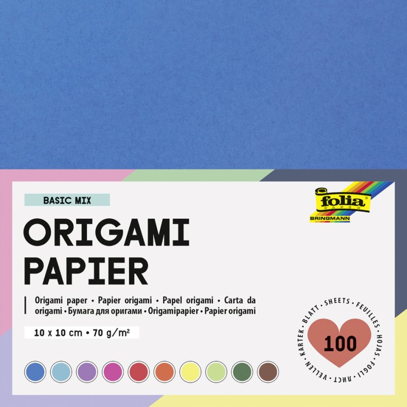 folia vouwpapier, 15×15 cm, 10 kleuren gesorteerd, 100 vel