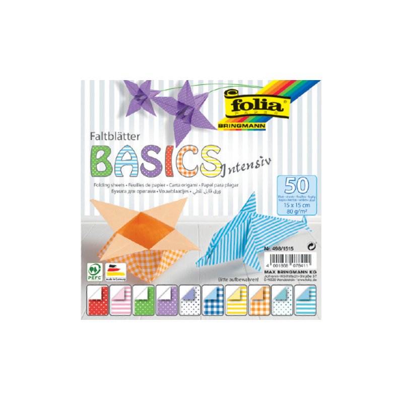 folia vouwpapier Basic Intensiv, 150×150 mm, 10 motieven gesorteerd, 50 vel