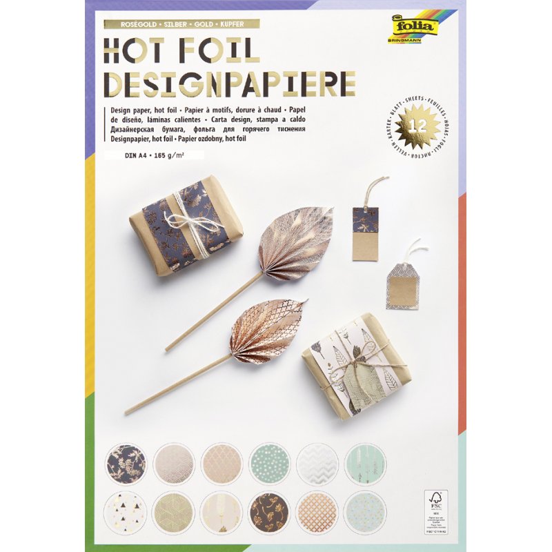 folia designpapierblok Hotfoil II, A4, 165 g/m², 12 vel