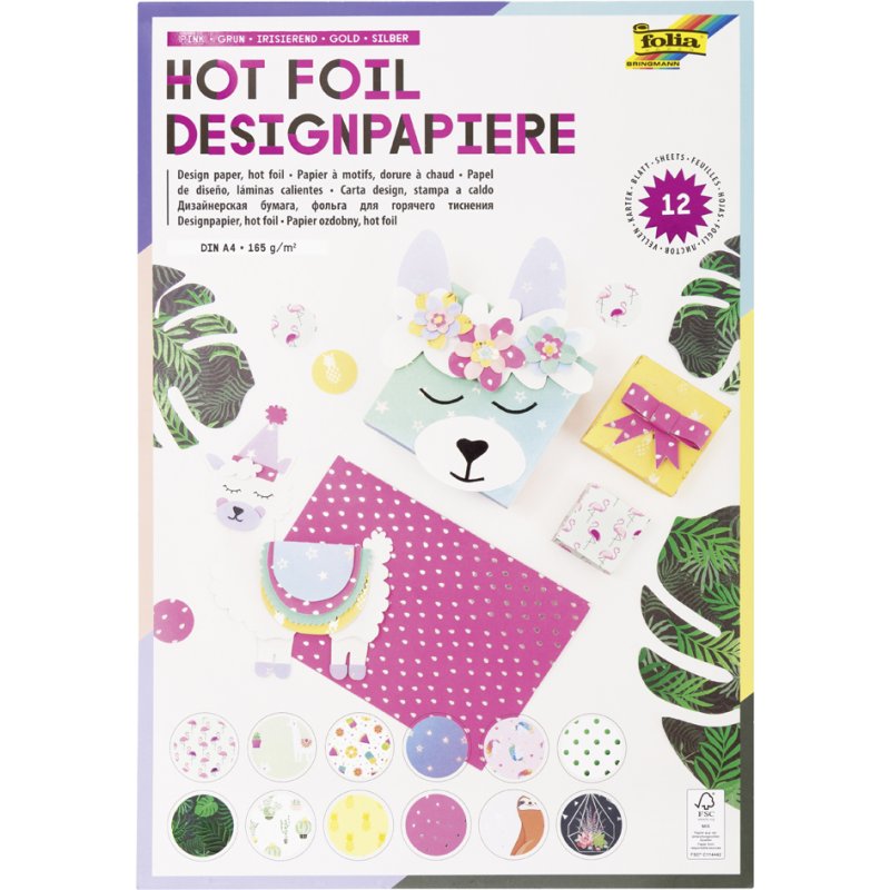 folia designpapierblok Hotfoil II, A4, 165 g/m², 12 vel
