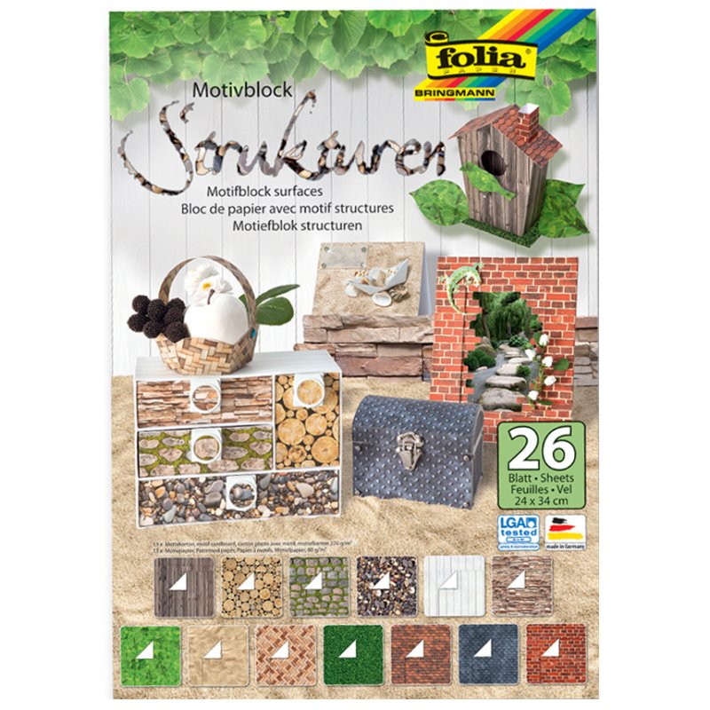 folia motivblok structuren, 240 × 340 mm, 26 vel