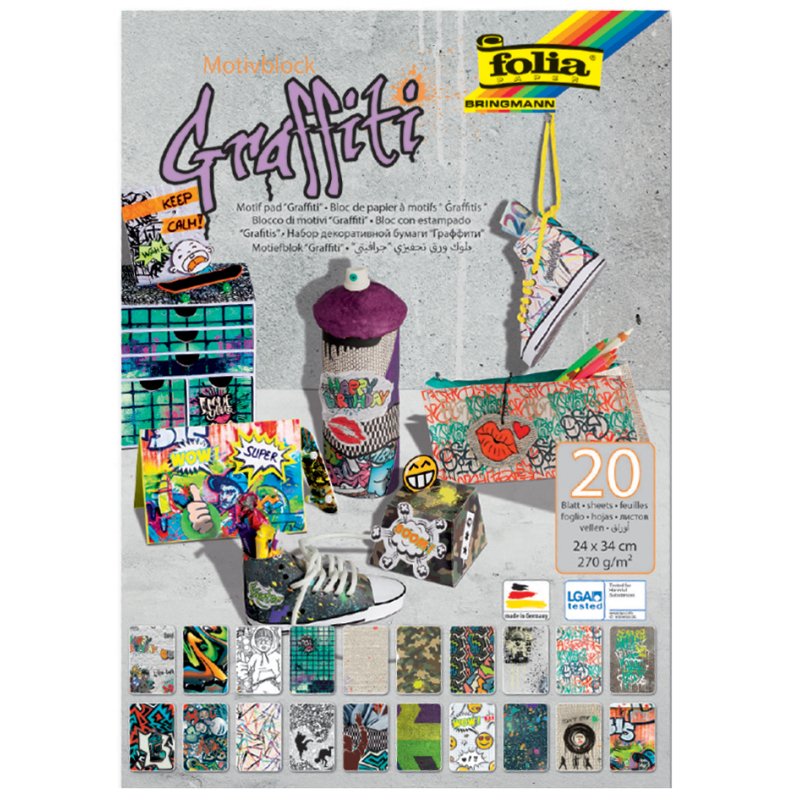 folia motivblok Graffiti, 240 × 340 mm, 270 g/m², 20 vel