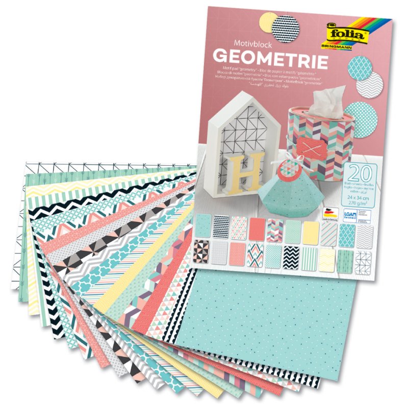 folia motivatieblok Geometrie, 240×340 mm, 20 vel, 270 g/m²