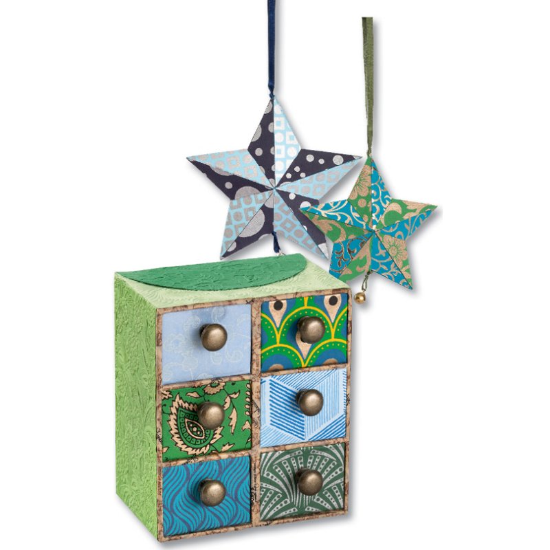 folia natuurpapierblok Kerala A4, handgemaakt, blauw/groen, 20 vel