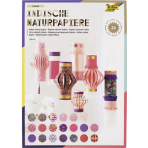 folia natuurpapierblok Punjab A4, handgemaakt, roze/paars, 20 vel