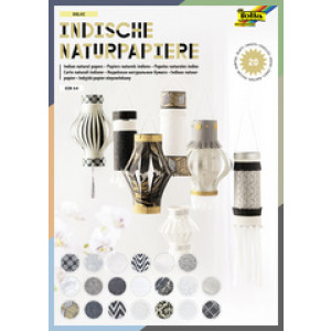 folia natuurpapierblok Delhi A4, handgemaakt, wit/zwart, 20 vellen