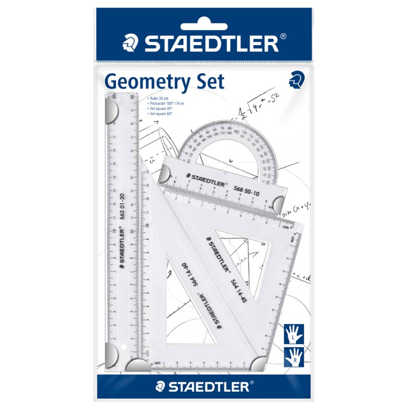 STAEDTLER small measuring set, 4-piece, transparent, plastic