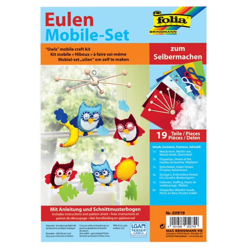 folia mobile-set Uilen, 19-delig, met instructies