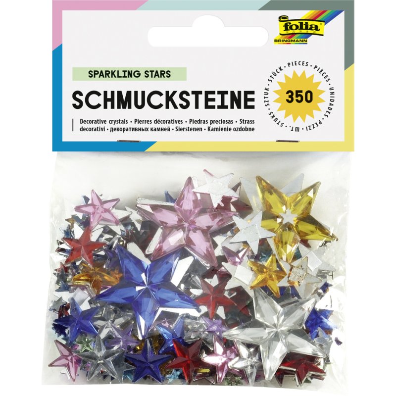 folia kralensieraden sterren, gemengde maten en kleuren, 350 stuks
