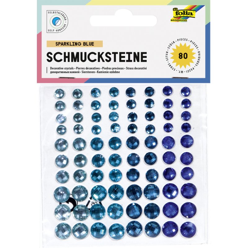 folia diepzee-strass, zelfklevend, blauw, 80 stuks