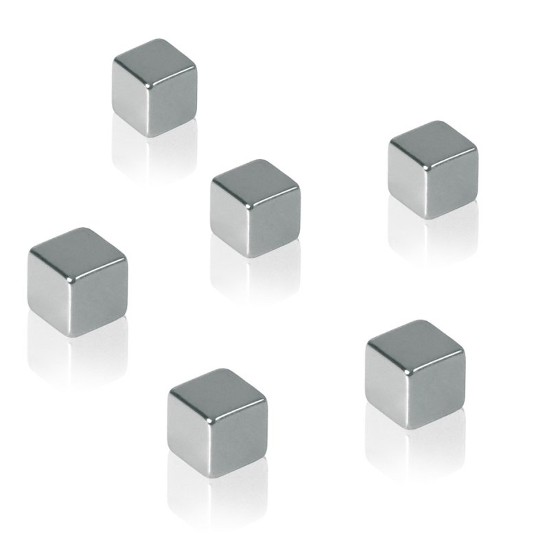 Sigel aimants cubiques en néodyme Strong C5, argent, 10×10×10 mm, 6 pièces
