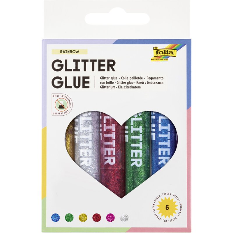 folia Fonkellijm, gekleurd assortiment, 9,5 ml, 6 stuks