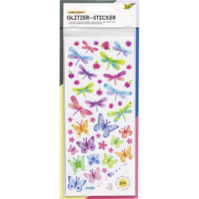 folia fonkelende stickers Fantasia, transparant dragermateriaal, 100×230 mm, 5 vel