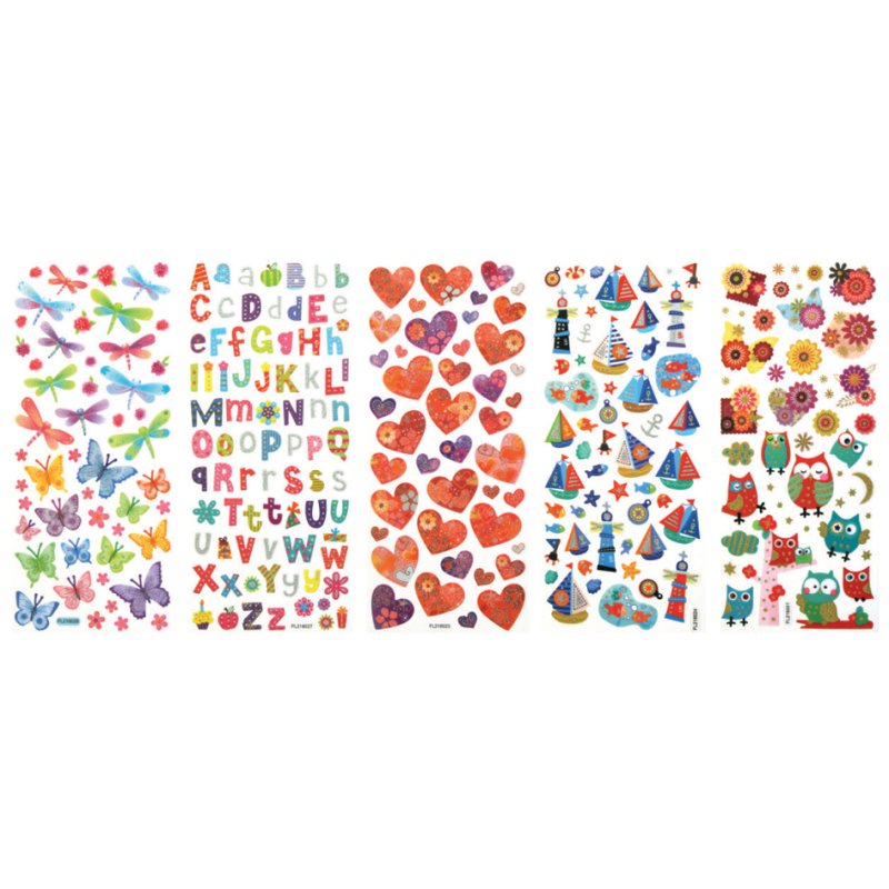 folia fonkelende stickers Fantasia, transparant dragermateriaal, 100×230 mm, 5 vel