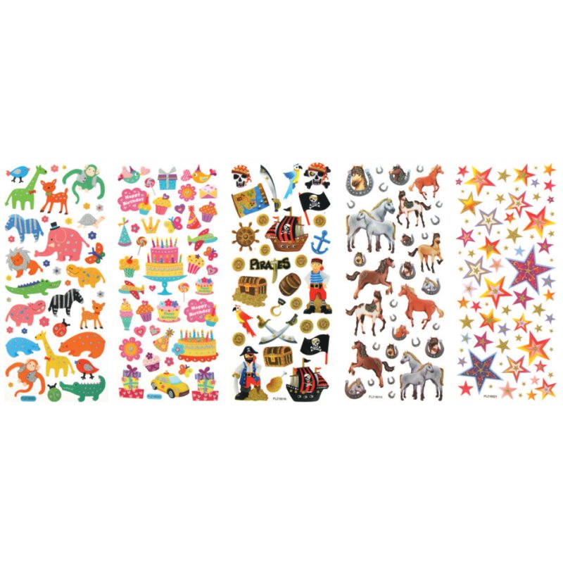 folia fonkelende stickers Fantasia, transparant dragermateriaal, 100×230 mm, 5 vel