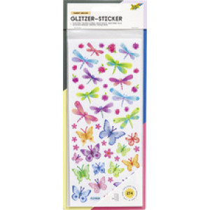 folia glitterstickers Decoratietoverij, transparant dragermateriaal, 100×230 mm, 5 vel