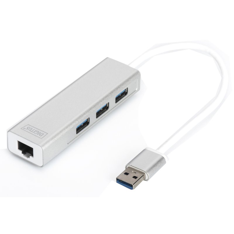 DIGITUS USB 3.0 hub met 3 poorten & gigabit netwerkaansluiting