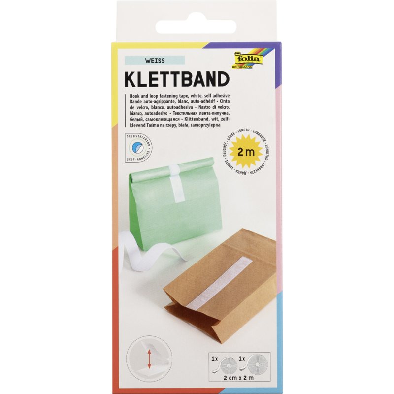 folia klittenband zelfklevend, zwart, 20 mm × 2 m