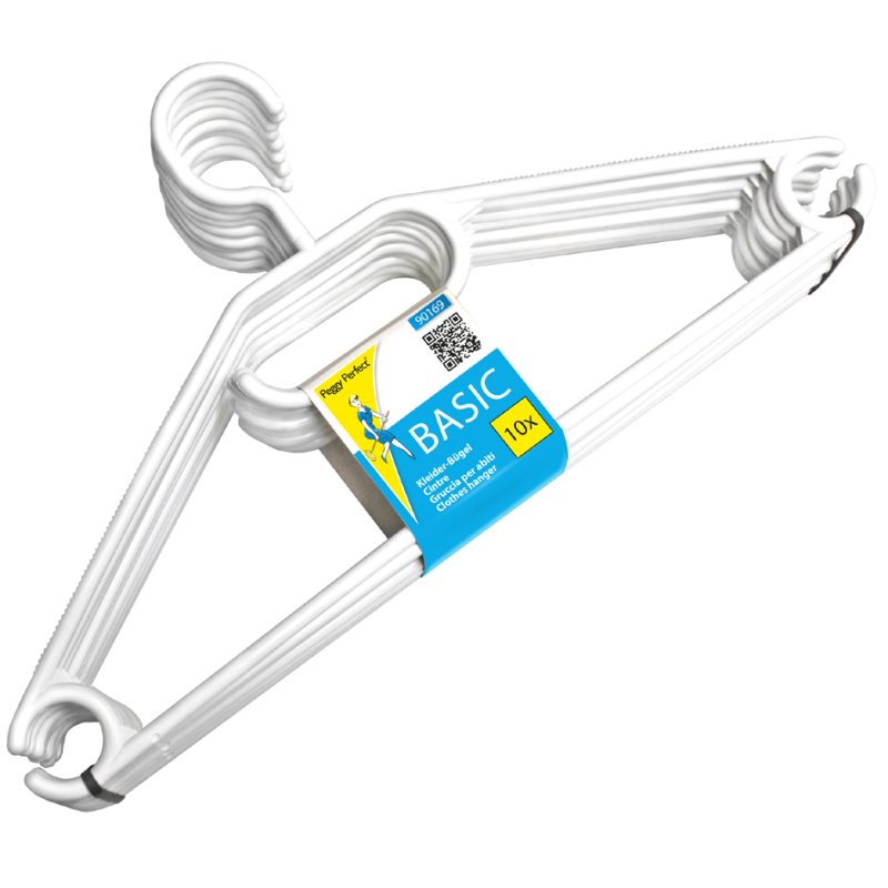 Peggy Perfect kledinghangers, kunststof, 420 mm, zwart/wit, 10 stuks