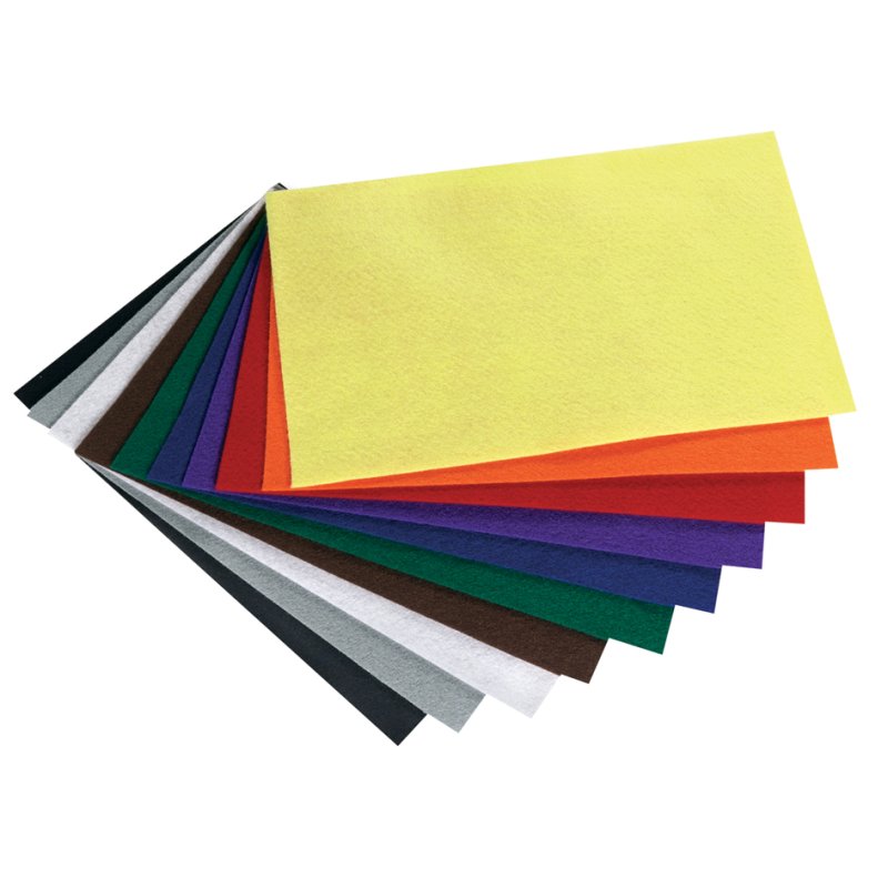folia knutselvilt, 200×300 mm, 150 g/m², diverse kleuren, 10 vel
