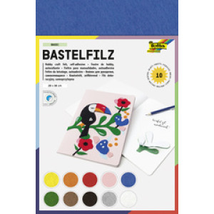 folia knutselvilten, zelfklevend, 200×300 mm, 10 vellen assortiment