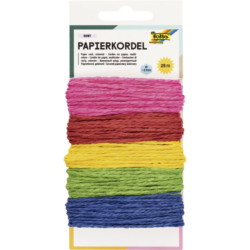 folia papierkoord, gekleurd, 5 meter, 5 stuks