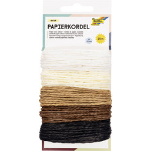 folia papieren koord natuur, gekleurd geassorteerd, 5 m, 5 stuks