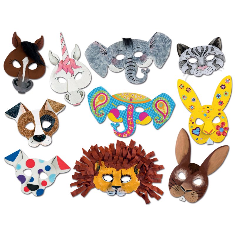 folia kindermaskers dieren van karton, 6 verschillende motieven, 6 stuks
