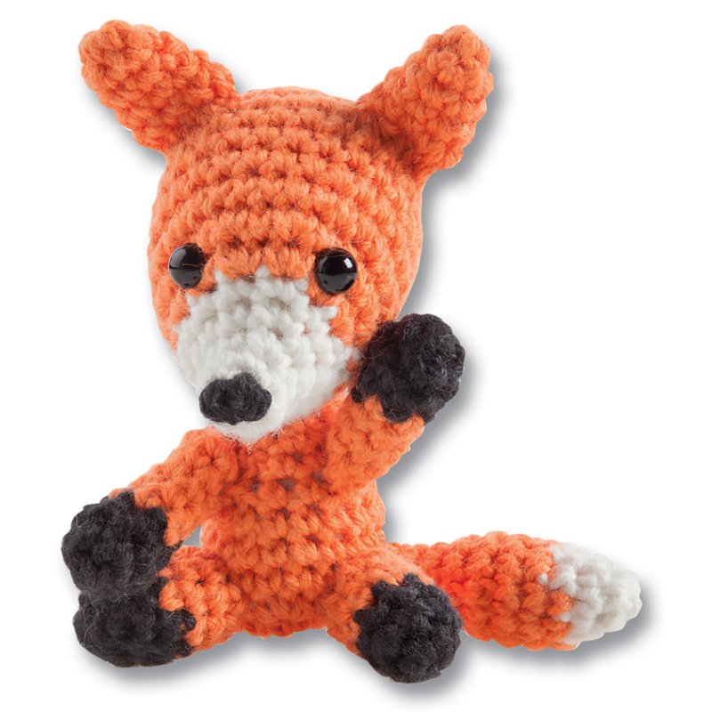 folia haaksetje mini Vosje, compleet set, zwart/oranje wol