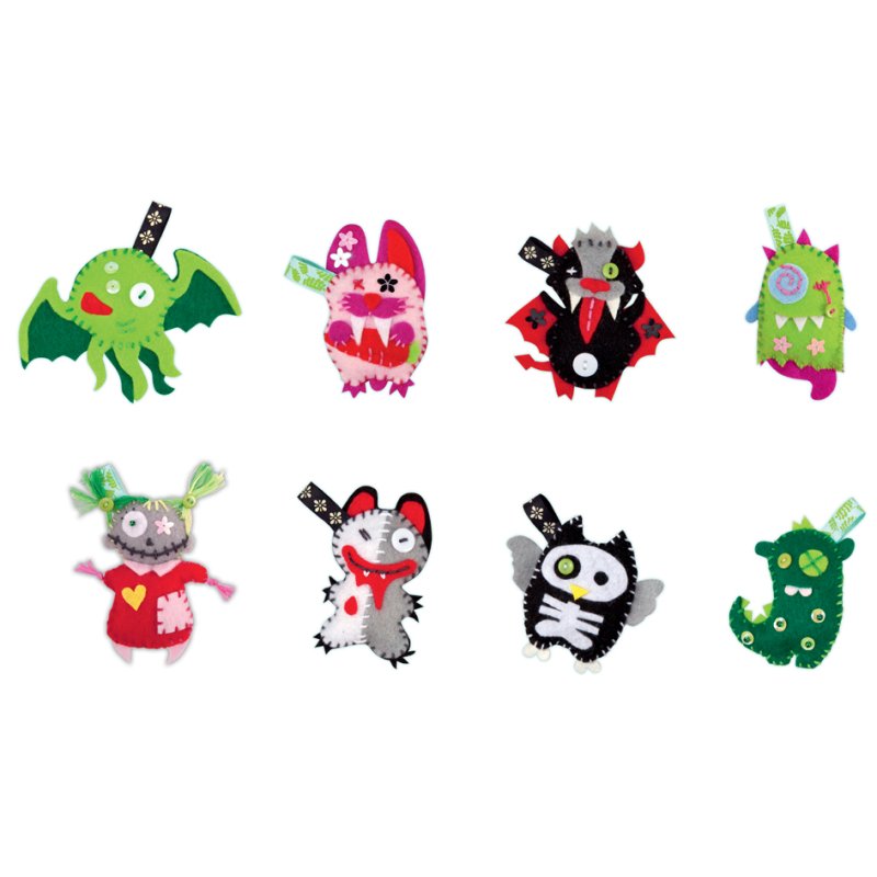 folia naaiset Kleine Monstervriendjes, 8 mini-monsters, inclusief vilt en stickgarn