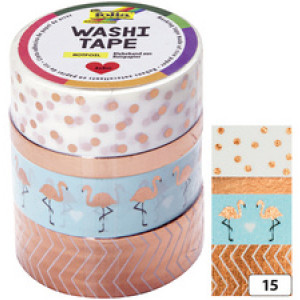 folia washi tape Hot Foil, goud, 4 rollen, met de hand scheurbaar
