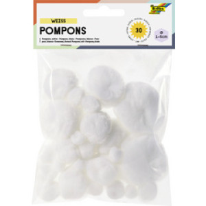 folia pompons, gemengde kleuren, 10-50 mm, 30 stuks