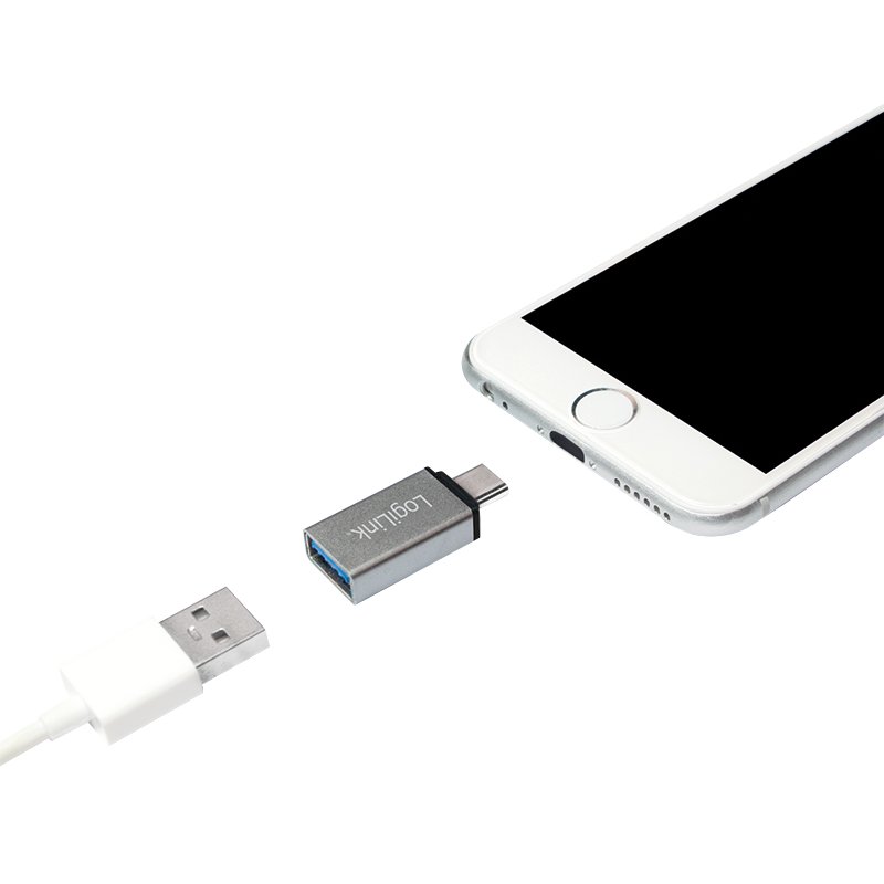LogiLink Ensemble adaptateur USB-C, 2 pièces, couleur argent, aluminium