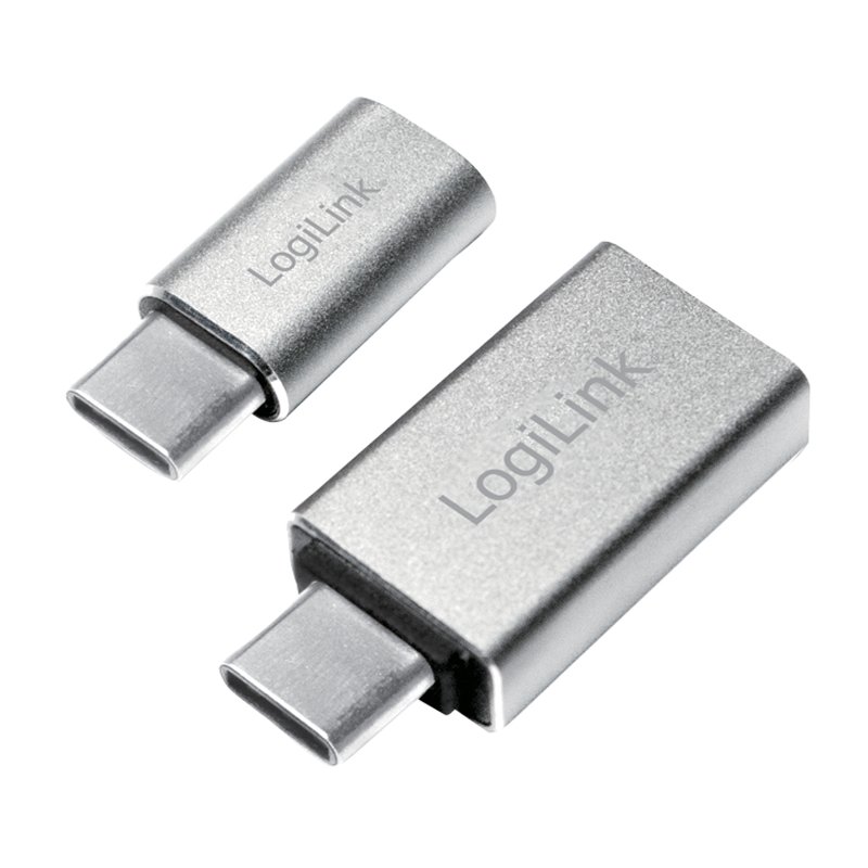 LogiLink Ensemble adaptateur USB-C, 2 pièces, couleur argent, aluminium