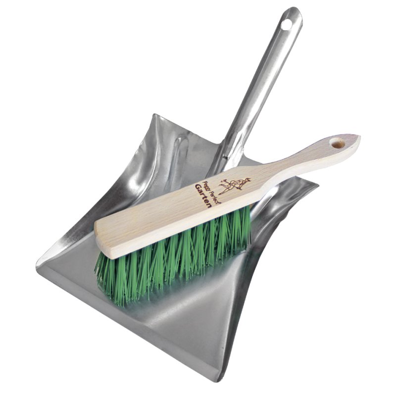 Peggy Perfect ensemble de balayage industrie et jardin, pelle métallique, brosses elaston vertes, 220 mm