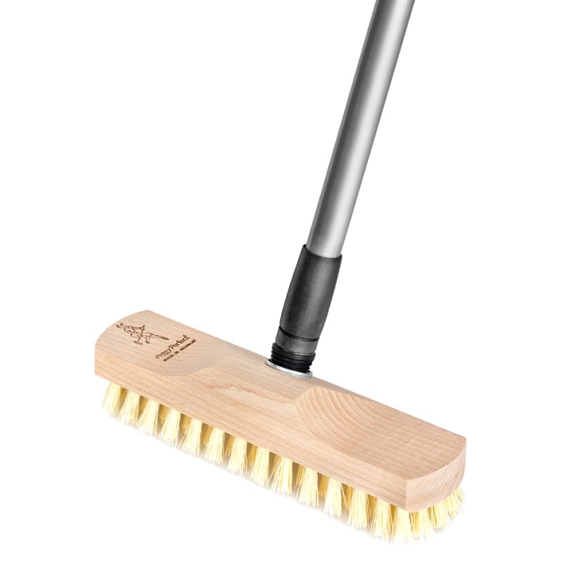 Peggy Perfect houten schrobber met telescoopsteel, naturel, kunstvezelborstels, 230 mm, teleskopeerbaar tot 1200 mm