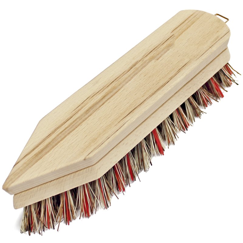Peggy Perfect schrobborstel hout naturel, puntvorm, dubbele houten kern, 210 mm