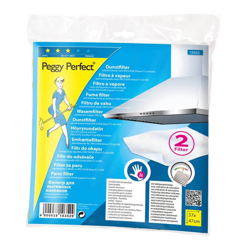 Peggy Perfect filtre antibuée doux, avec gant d'échange, 570×470 mm, 2 pièces