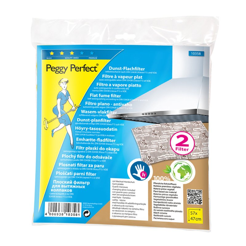 Peggy Perfect self-extinguishing grease filter, 570×470 mm, pack of 2