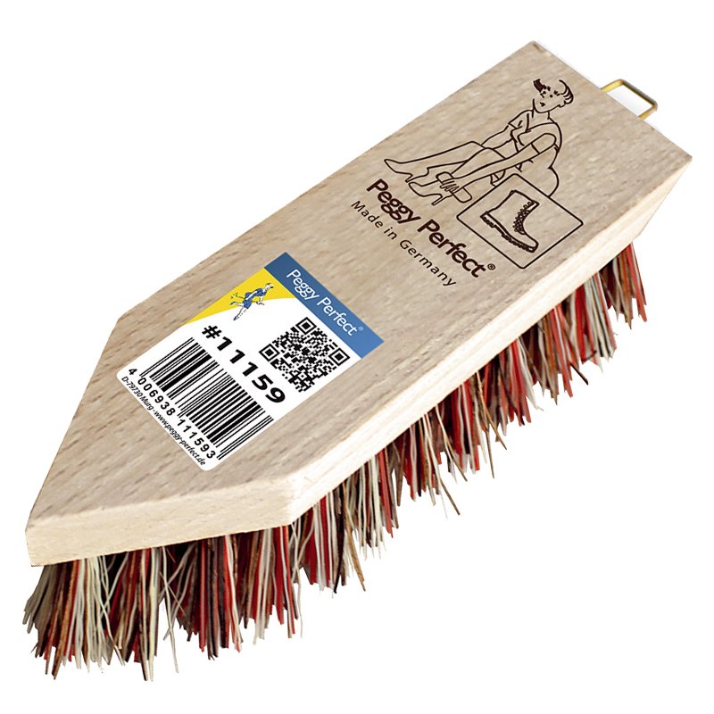 Peggy Perfect brosse à chaussures, naturel, manche en bois, 190 mm, avec œillet de suspension