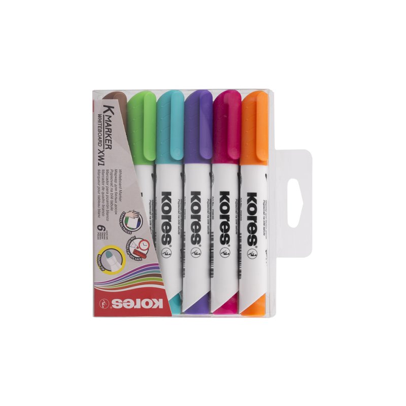 Kores whiteboard markers K MARKER XW1, round tip, 10 colours, 10 pieces
