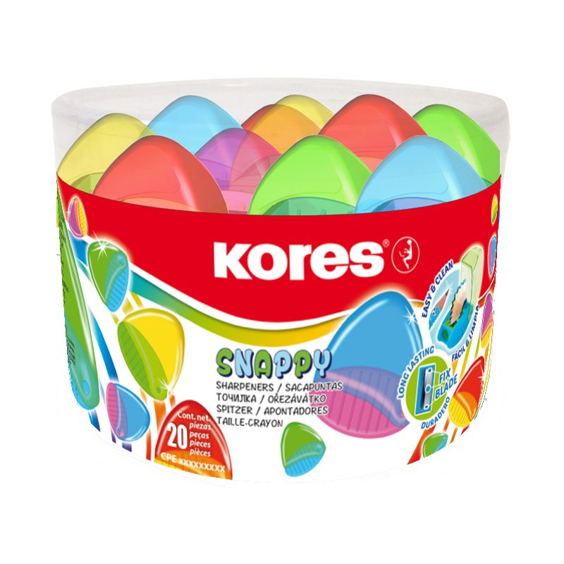 Kores taille-crayon Snappy Duo, recharge double pointe assortie, 20 pièces