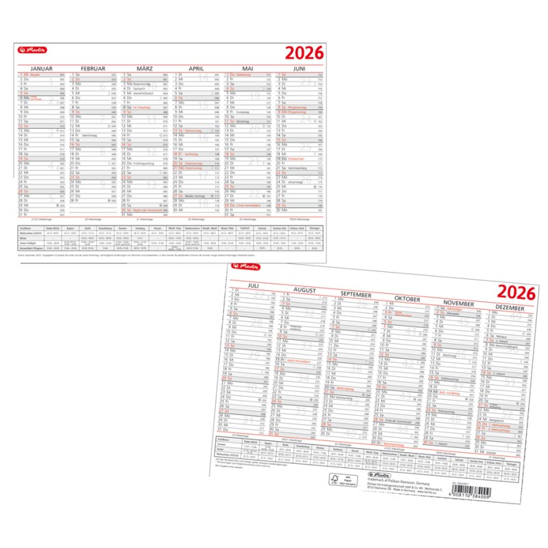 herlitz tafelkalender 2027, DIN A5, 210×148 mm