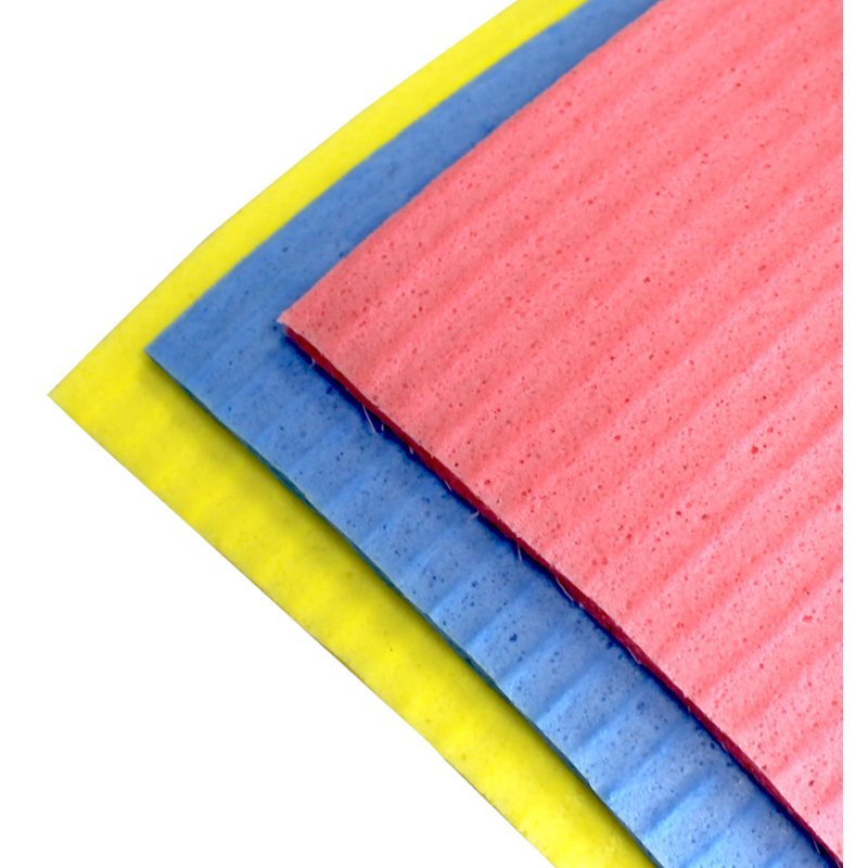 Peggy Perfect chiffons à éponge, viscose, assortiment couleurs bleu/rose/jaune, 180×180 mm