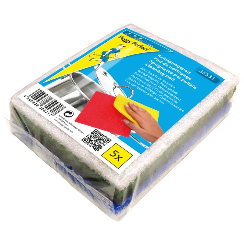 Peggy Perfect reinigingspads, kleurrijk gesorteerd, 150×120 mm, 5 stuks